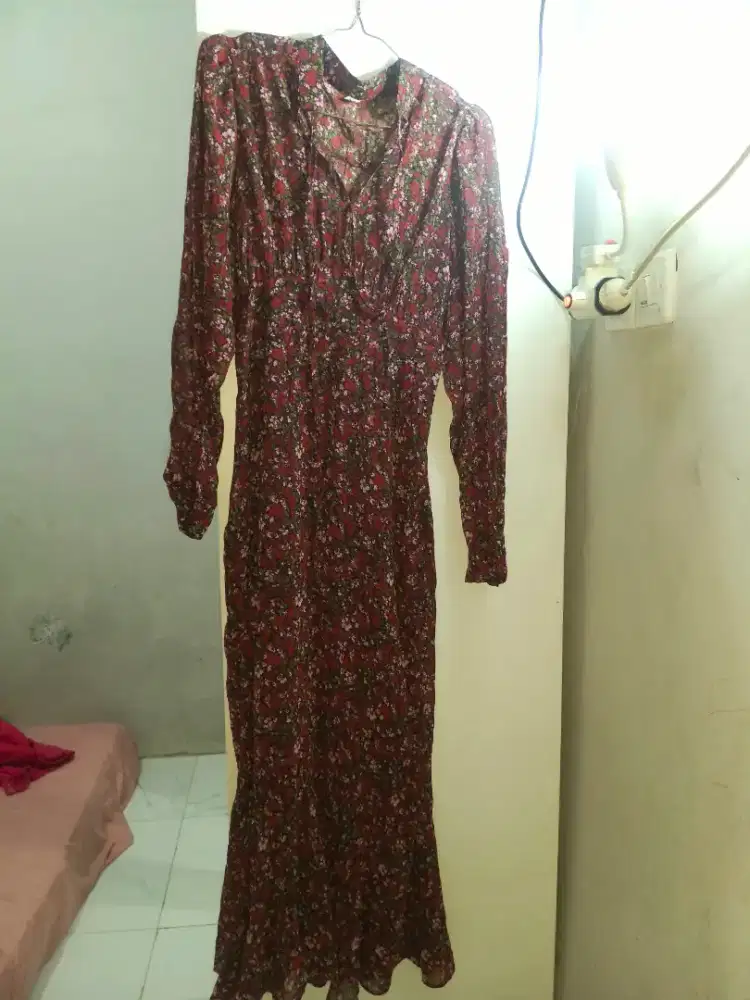 Dress korea maroon