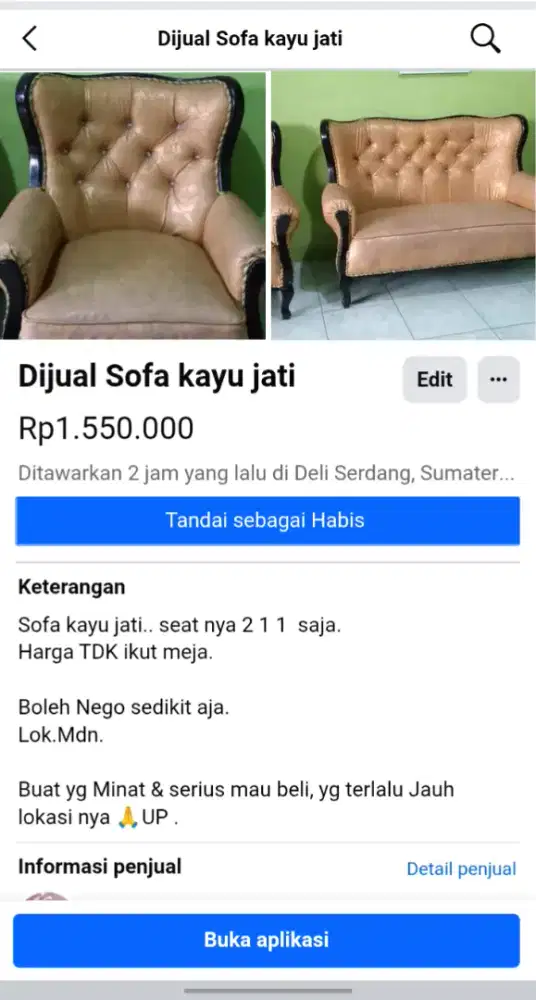 Dijual Sofa Kayu Jati