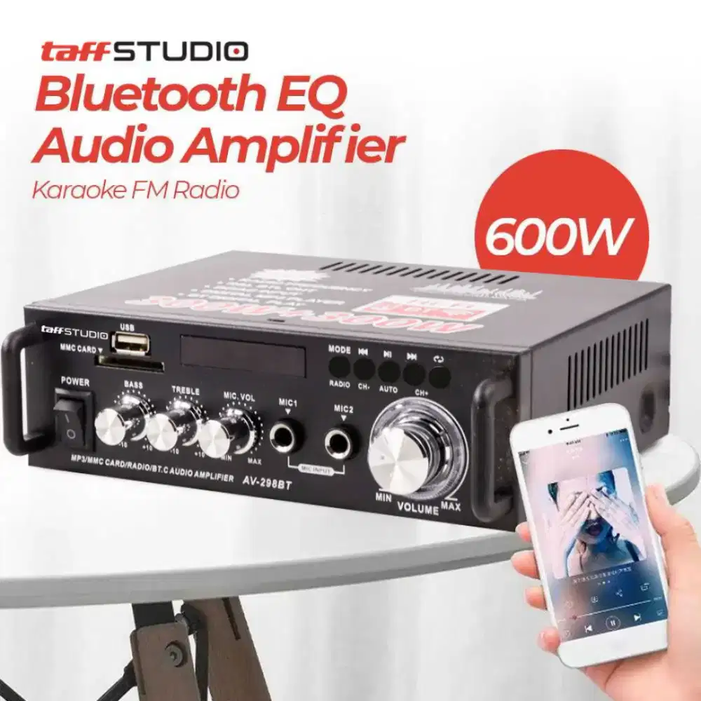 TaffSTUDIO Bluetooth EQ Audio Amplifier Karaoke Home Theater FM 600W