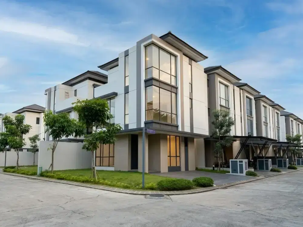 Rumah Hoek 3lt 188m 13,5x14 type 4KT Cluster Sentarum Asya JGC Jakarta Garden City