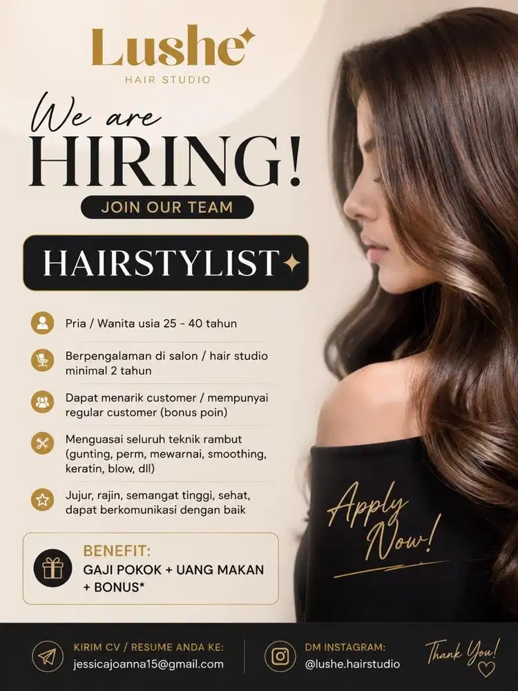 DI CARI HAIRSTYLIST CAPSTER KAPSTER PENATA RAMBUT DI SALON LUSHE