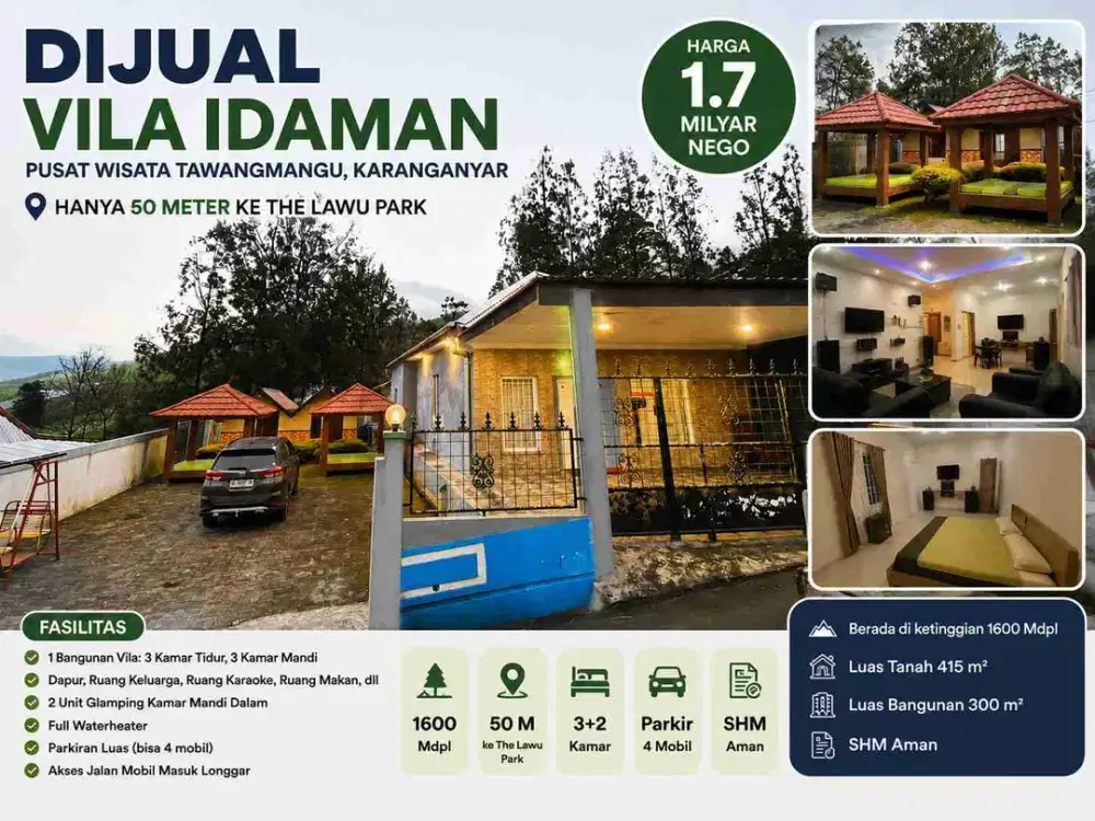 Jual Vila dan glamping Tawangmangu karanganyar