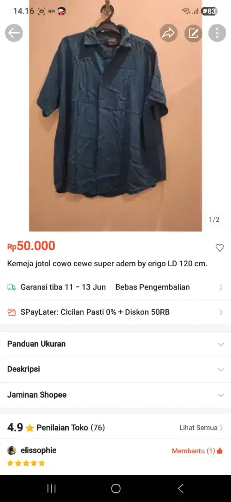 Preloved kemeja adem rayon pria