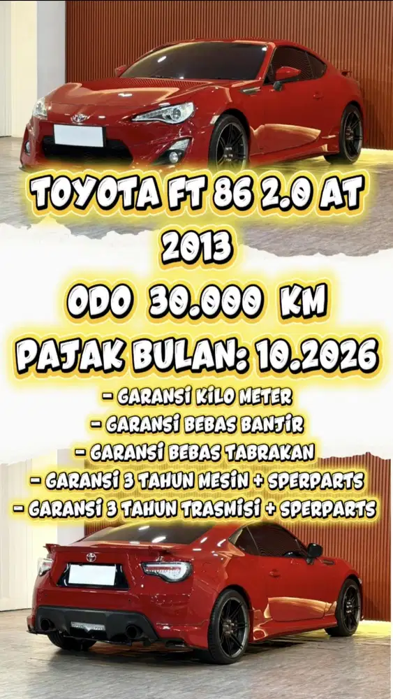 [ ODO 30.000 KM ] TOYOTA FT 86 2.0 AT 2013 SIAP LANGSUNG PAKAI
