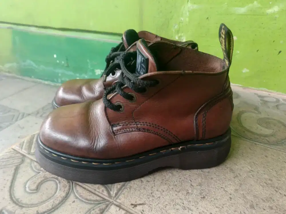 Dr Martens( Docmart )Chunky Brown leather edisi 90's Rare asli UK Boot