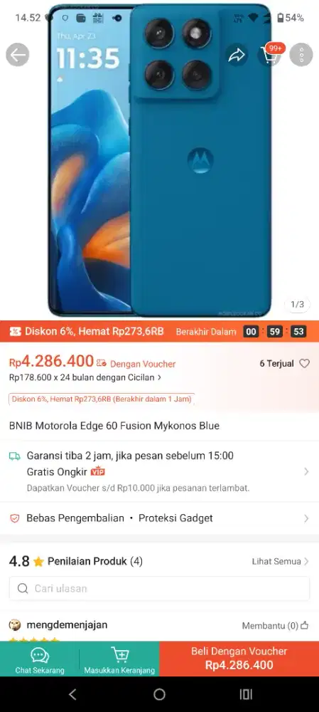 Motorola edge 60 fusion Mykonos blue