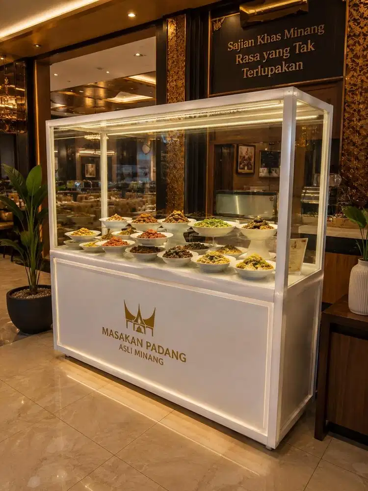 etalase gerobak alumunium bekas masakan padang panjang 2 meter