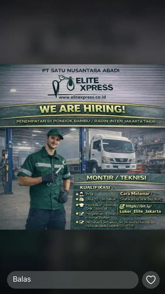 Mekanik / Montir Mobil Logistik