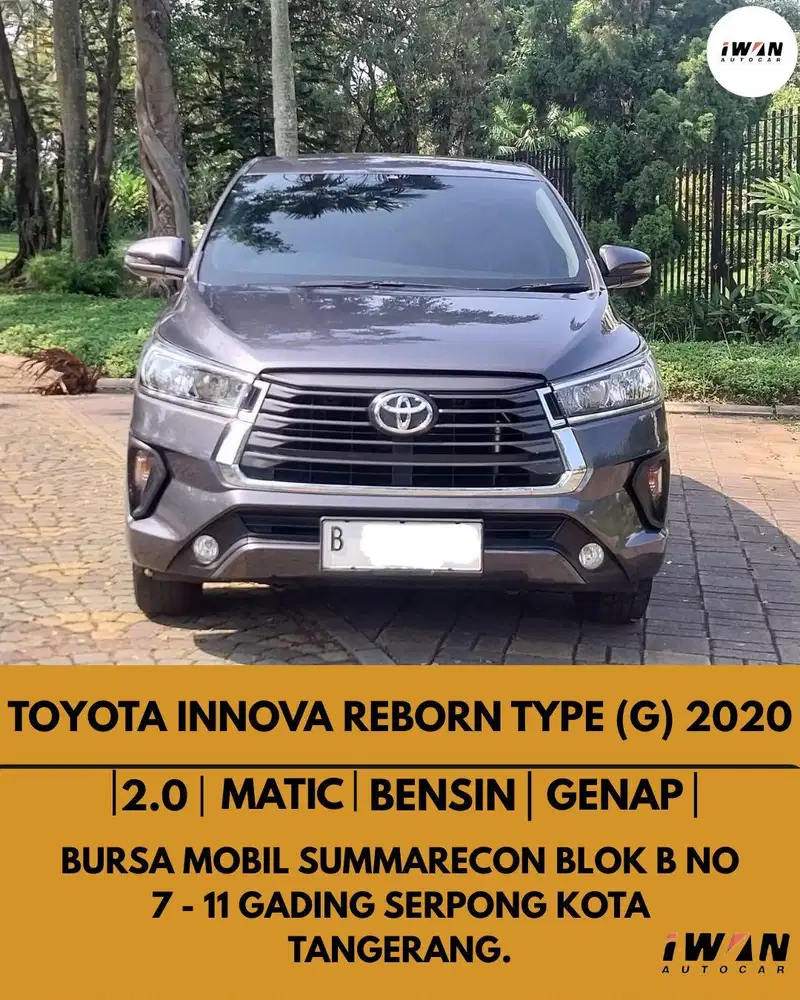 TOYOTA INNOVA REBORN G 2.0 BENSIN AT 2020