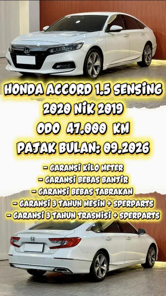 [ ODO 47.000 KM ] HONDA ACCORD 1.5 TURBO SENSING AT 2020 NIK 2019