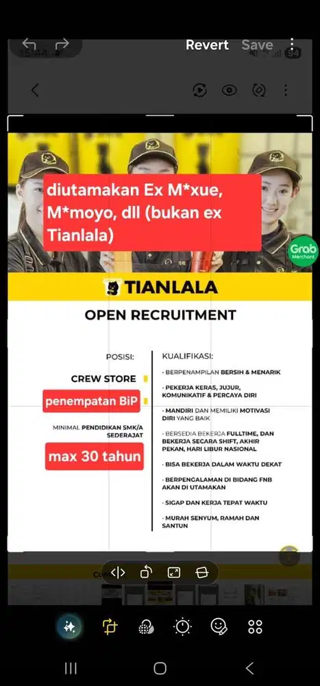 Crew Store Berpengalaman dibutuhkan segera