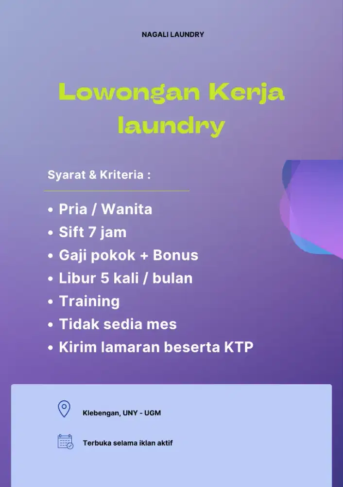 Lowongan kerja laundry