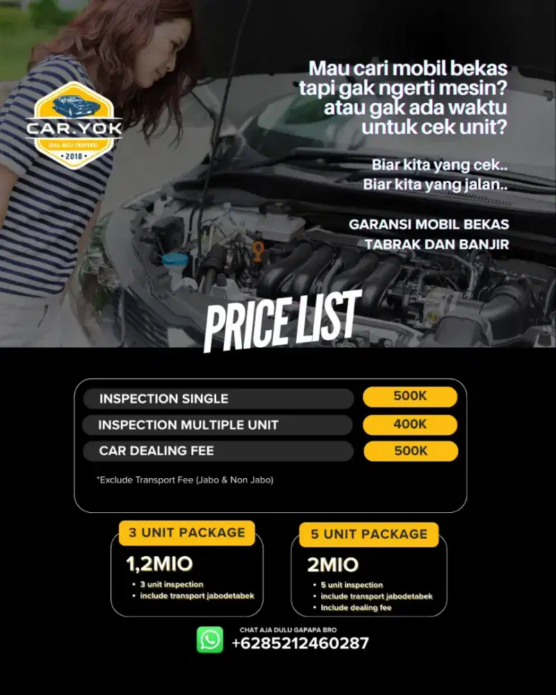 Jasa Inspeksi Mobil Bekas Berpengalaman
