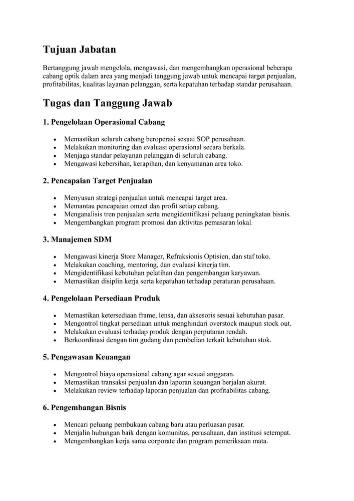Area Manager Optik