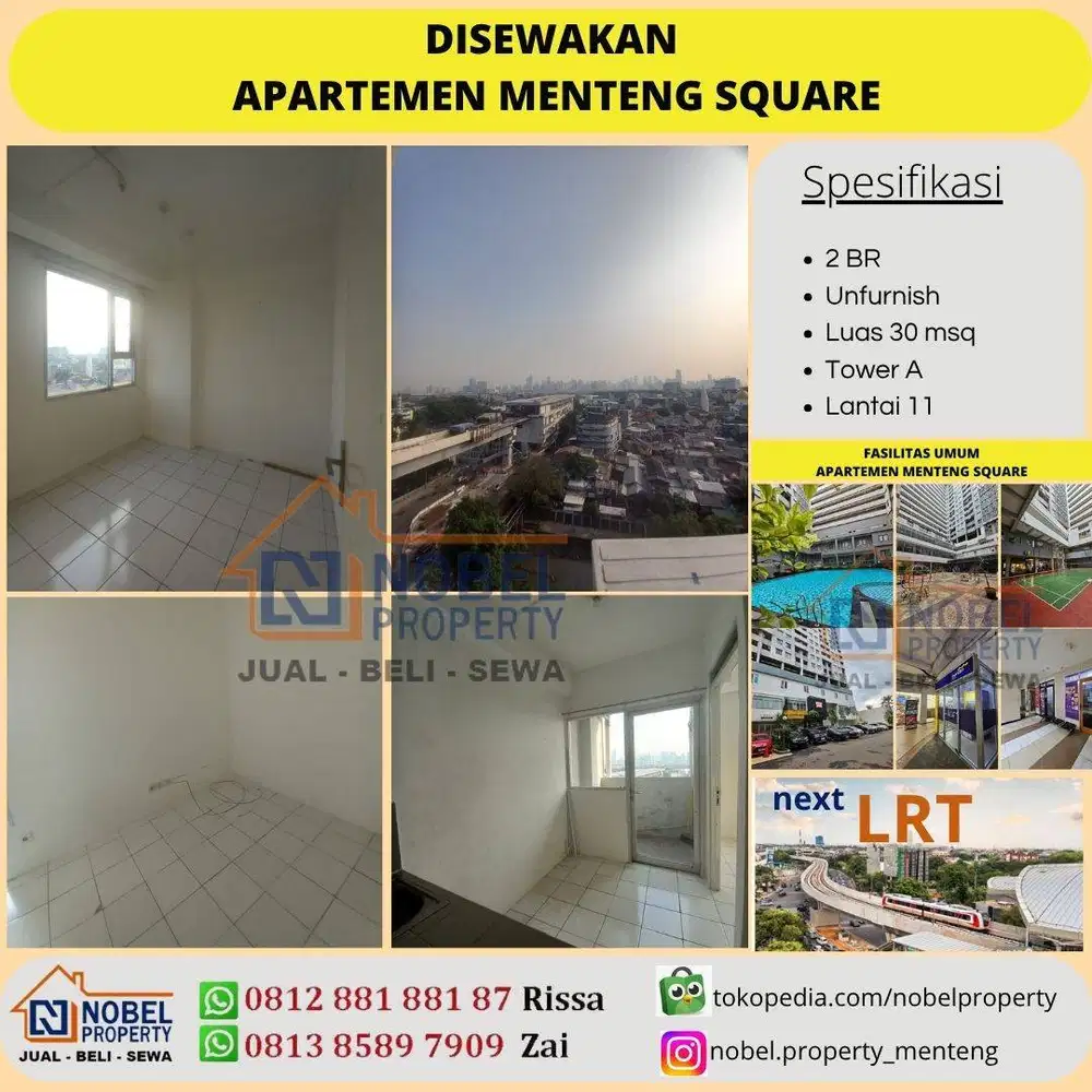 Disewakan unit Kosongan Apartemen Menteng Square Tower A Lt.11