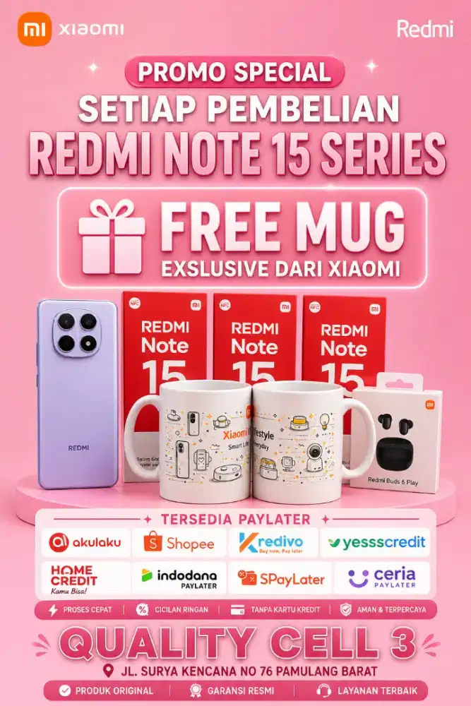 REDMI NOTE 15 8+8/256GB - BARANG BARU ORIGINAL RESMI BISA COD