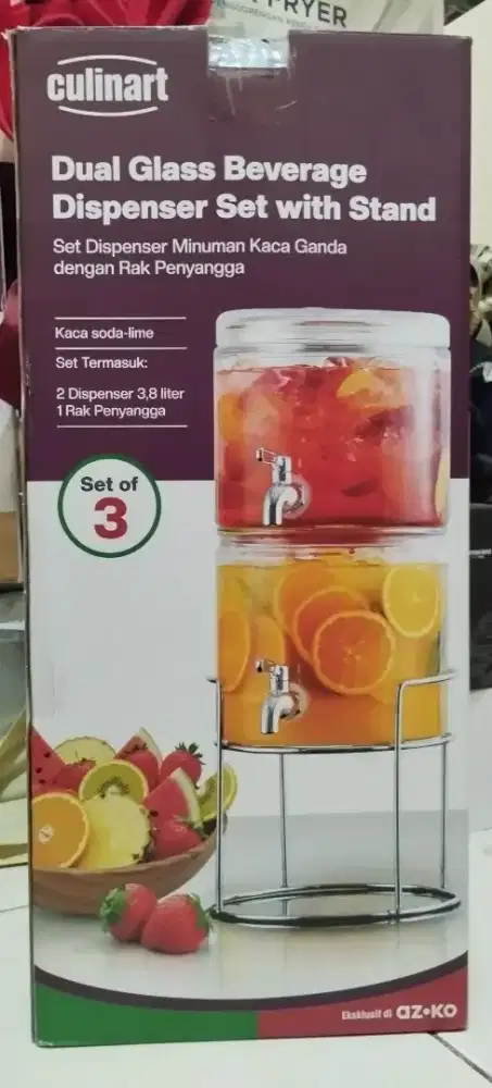 Dijual Dual Glass Beverage Dispenser Set 3,8 Liter
