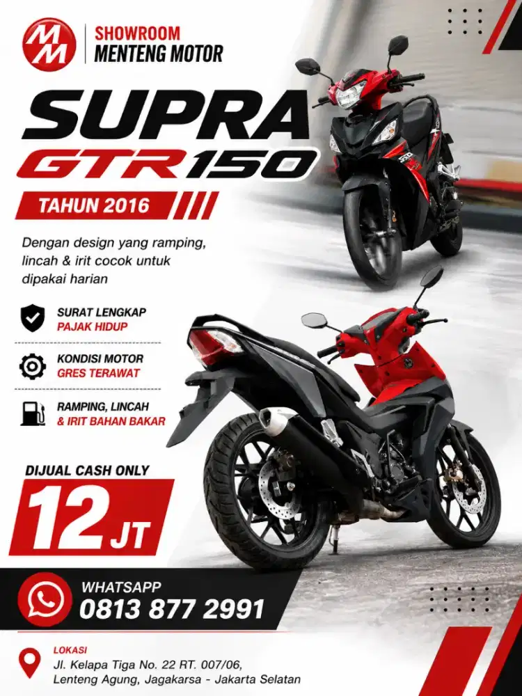 SUPRA GTR150R TAHUN 2016 DIJUAL CASH ONLY