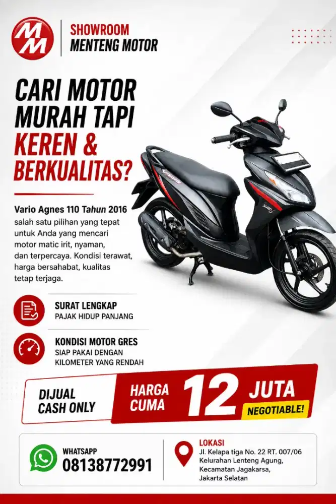 VARIO AGNES TAHUN 2016 DIJUAL CASH ONLY