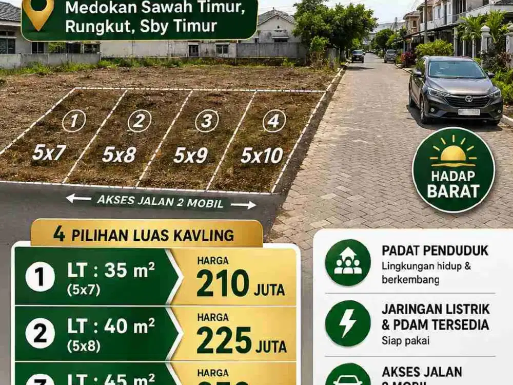 4 Unit Tanah Kavling Murah siap Bangun di Medokan Sawah Timur, Rungkut, Sby Timur