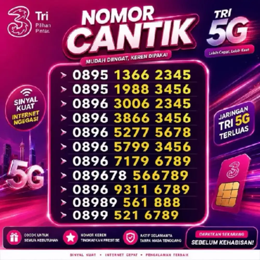 Cek #Nomor #Cantik #Tri Nomer Cantik 11 Digit Nomer 3 dengan  harga