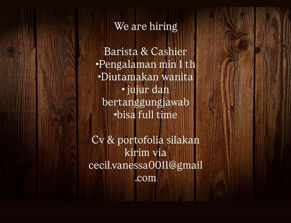 Barista wajib berpengalaman
