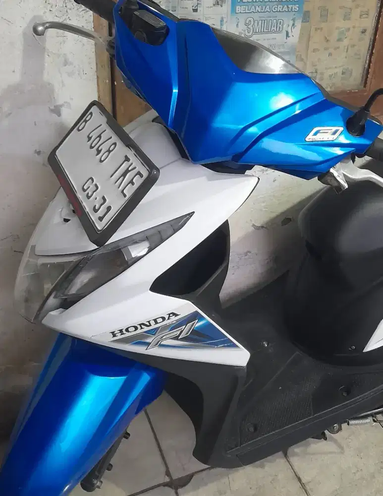 Honda beat f1 2016 stater halus cw asli biru putih B dki timur pjk pjg