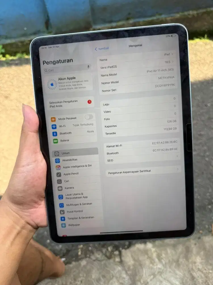 Ipad Air 11 inch 128gb M3 processor garansi resmi jarang pakai