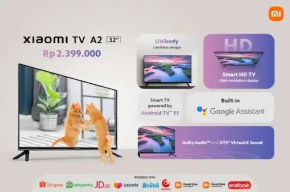 TV Xiomi Google A 32 Dolby DTS Audio, Smart WiFi YOUTUBE Digital.