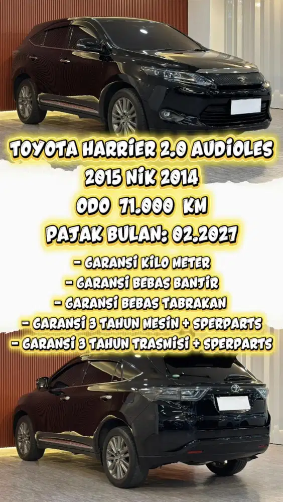 [ 3 YEAR WARRANTY ] TOYOTA HARRIER AUDIOLES 2.0 AT 2015 NIK 2014