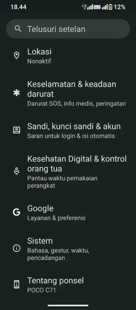 Poco C71 Normal lengkap