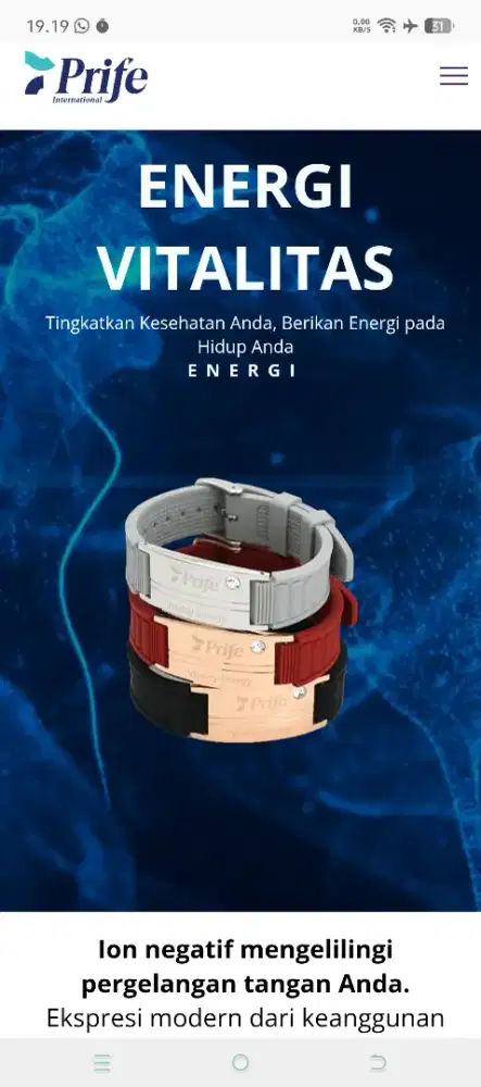 Prife vitality Energi Bracelet baru (warna hitam)