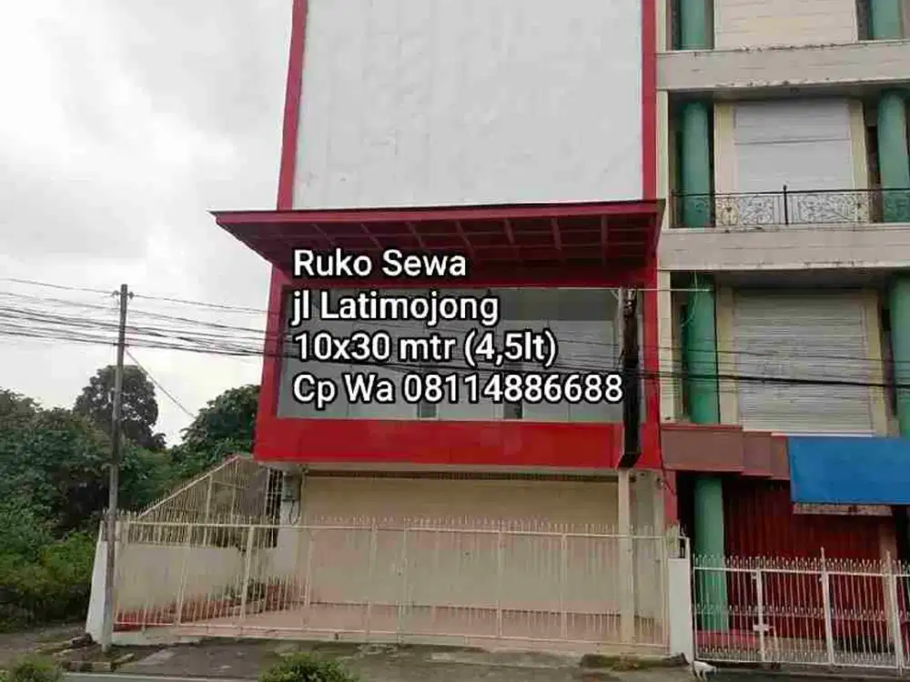 Ruko Sewa jl Latimojong Makassar 2 petak dekat Bawakaraeng Veteran sungai Saddang