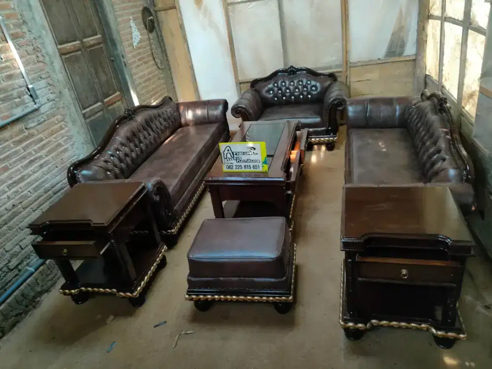 Kursi tamu sofa minimalis full kayu jati