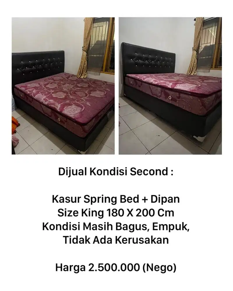 Kasur Spring Bed + Dipan (dijual satu set)