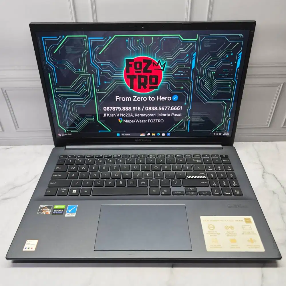 Laptop Asus Vivobook OLED RTX3050 Ryzen 9 5900HX RAM 16/512GB Fullset