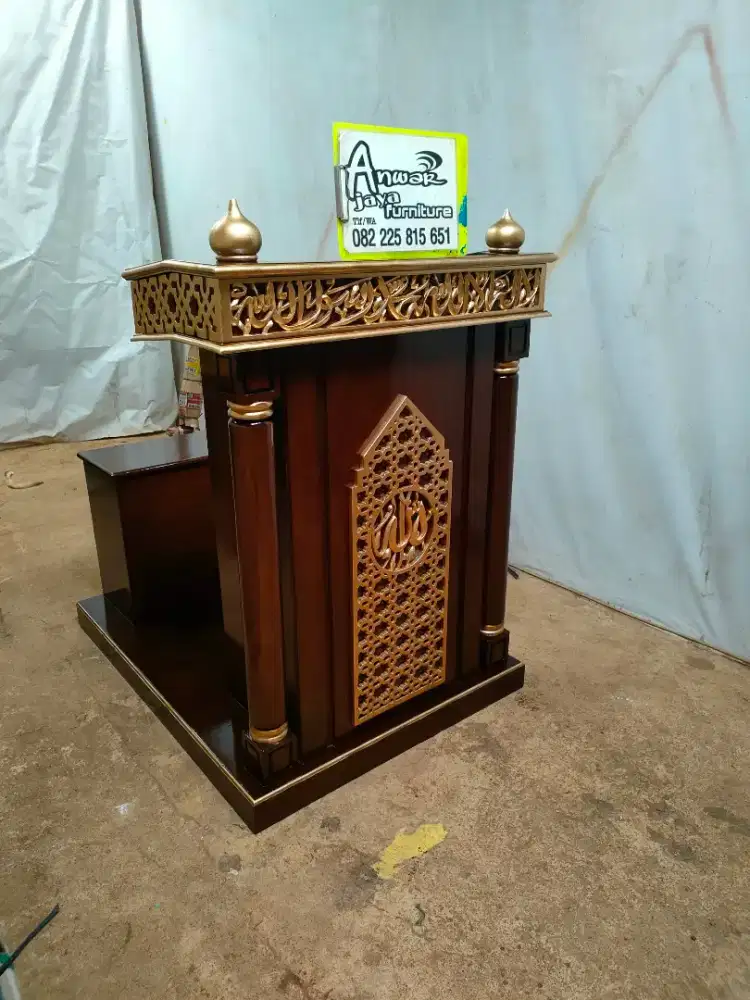 Mimbar masjid podium minimalis full kayu jati