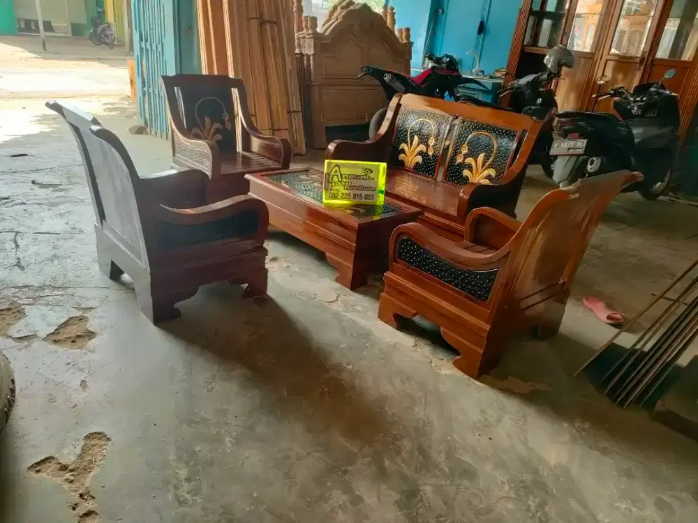 Kursi tamu minimalis semut full kayu jati