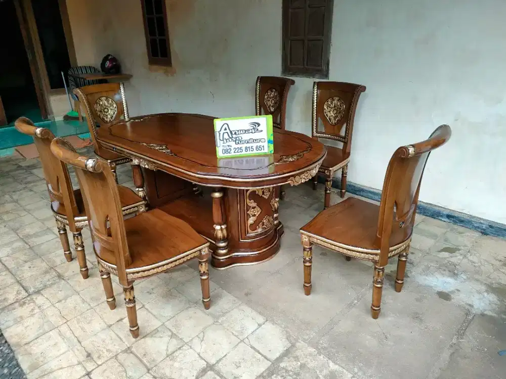 Meja makan gendong salina set kaca meja