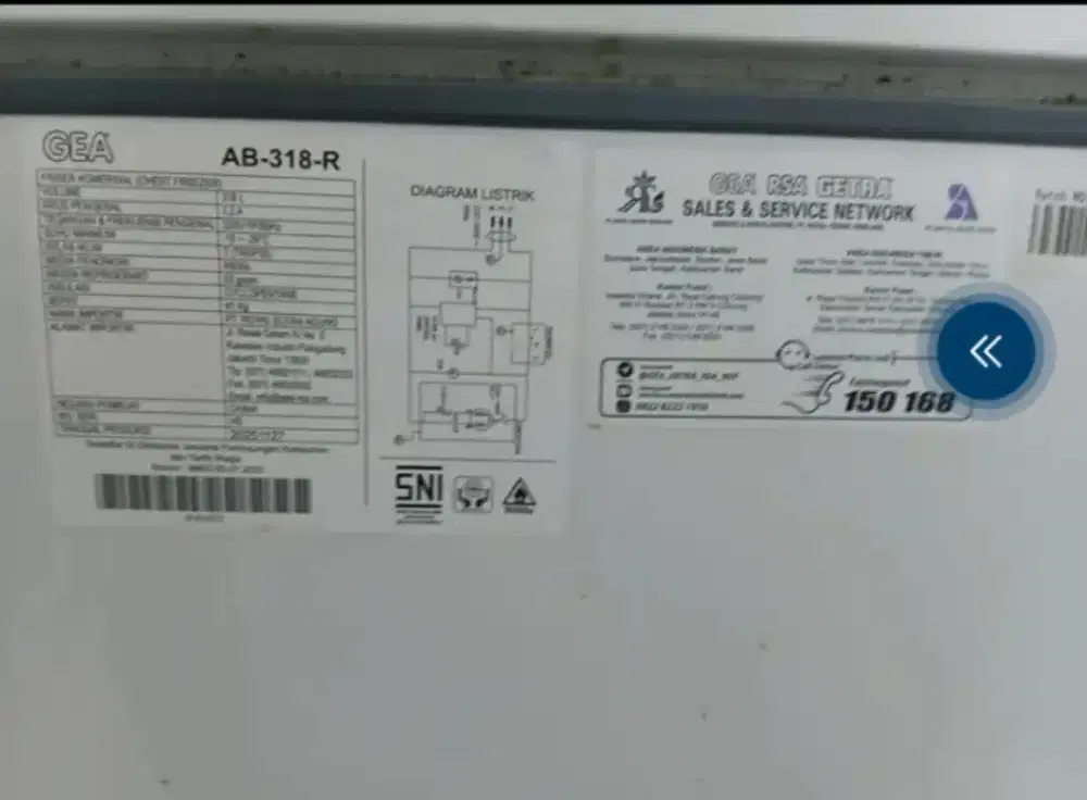 Freezer box bekas merk RSA GEA AB318R 300lt