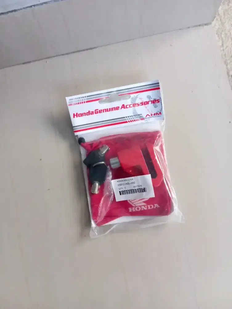 Original HONDA Gembok Rem Cakram Motor, 2 Kunci & Tas