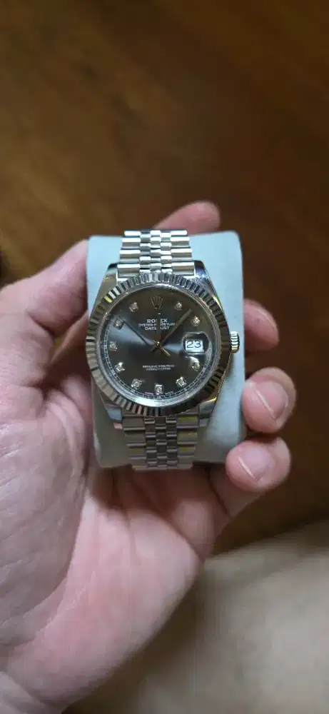 Rolex date just rodhium diamond 41mm