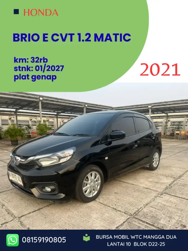 Brio Satya E Cvt 1.2 matic tahun 2022 Hitam