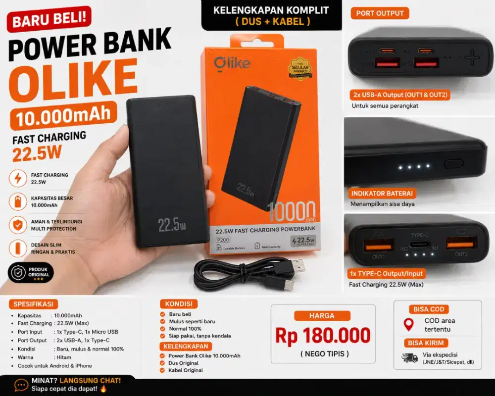 Powerbank olike 10.000 mah