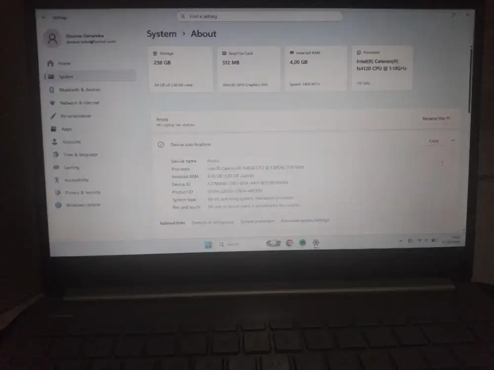 Laptop HP 14s-dq0xxx