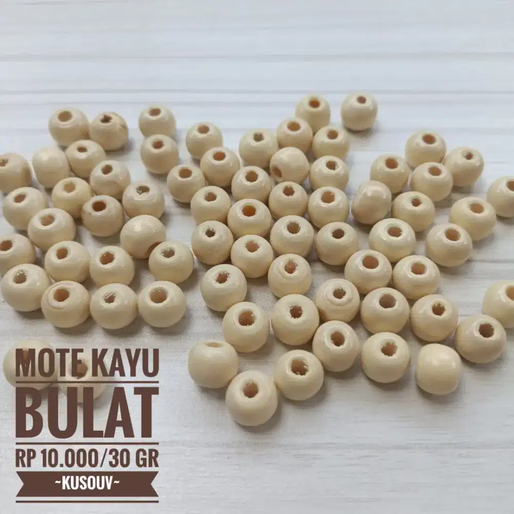 Mote Kayu Bulat/Manik Kayu/Makrame/Wooden Beads