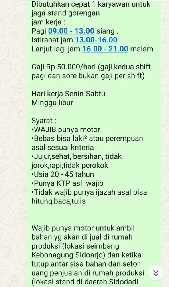 Dibutuhkan cepat tenaga jaga stand gorengan risoles