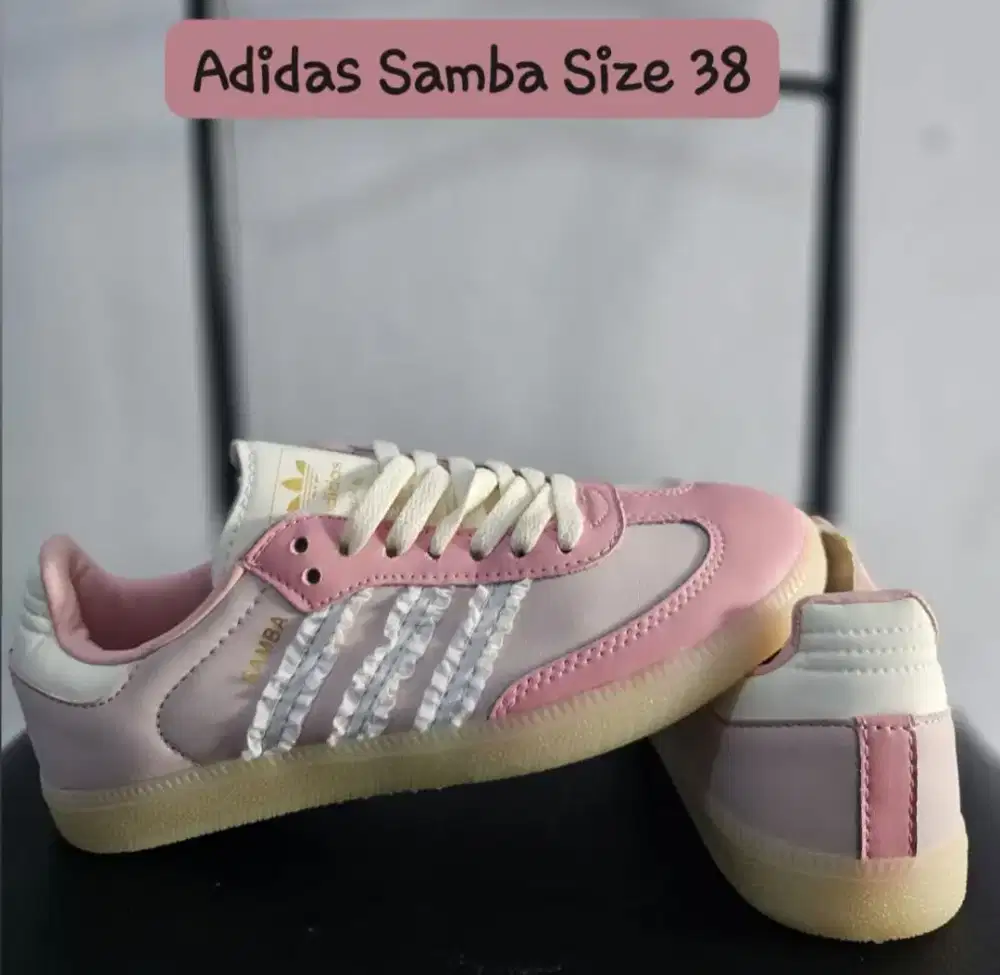 Sepatu Sneakers Adidas Samba Pink White Gumsole Premium - Size 38