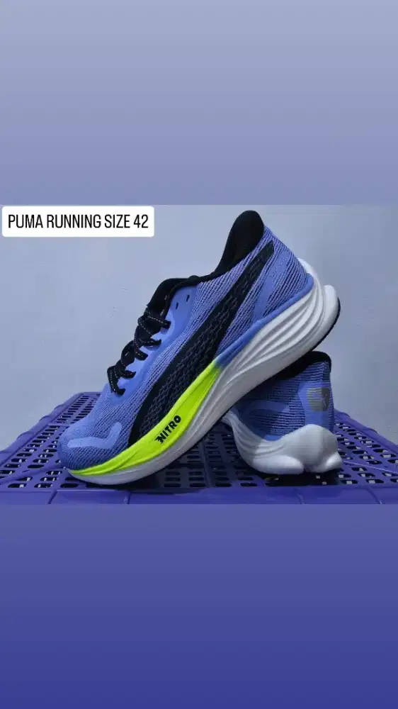 Sepatu Running Puma Nitro Blue Lime Original Premium - Size 42