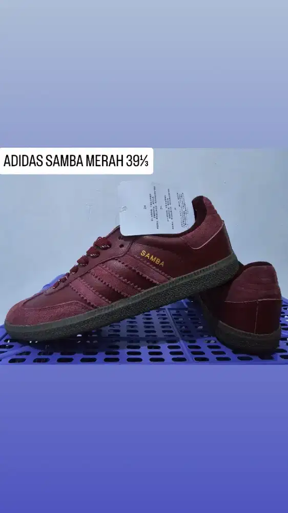 ​Sepatu Sneakers Adidas Samba Maroon Red Gumsole Premium - Size 39 1/3